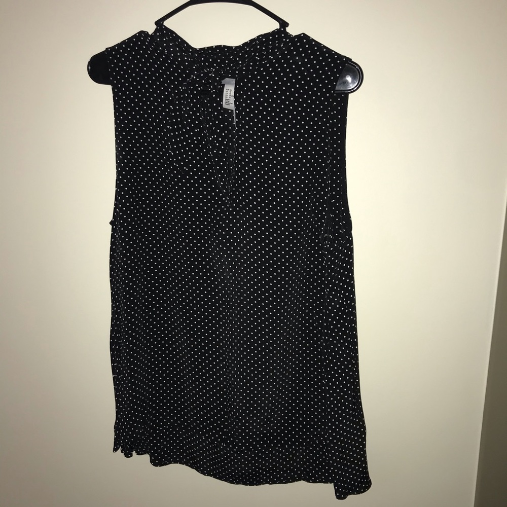 H&M Black and White Polka Dot Pussy Bow Blouse